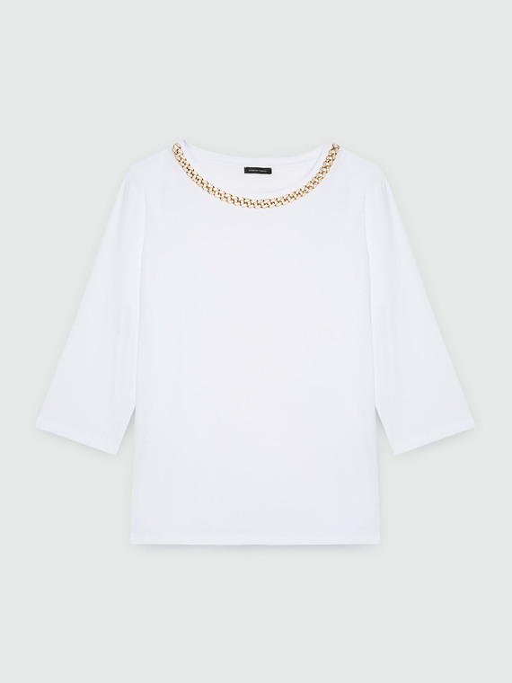 T-Shirt mit Kette am Halsausschnitt