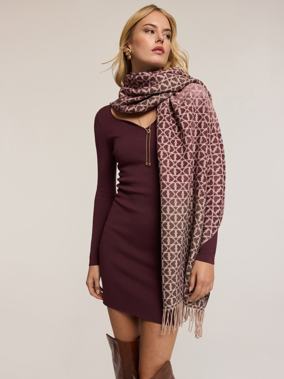 Langer Jacquard-Schal mit Fransen