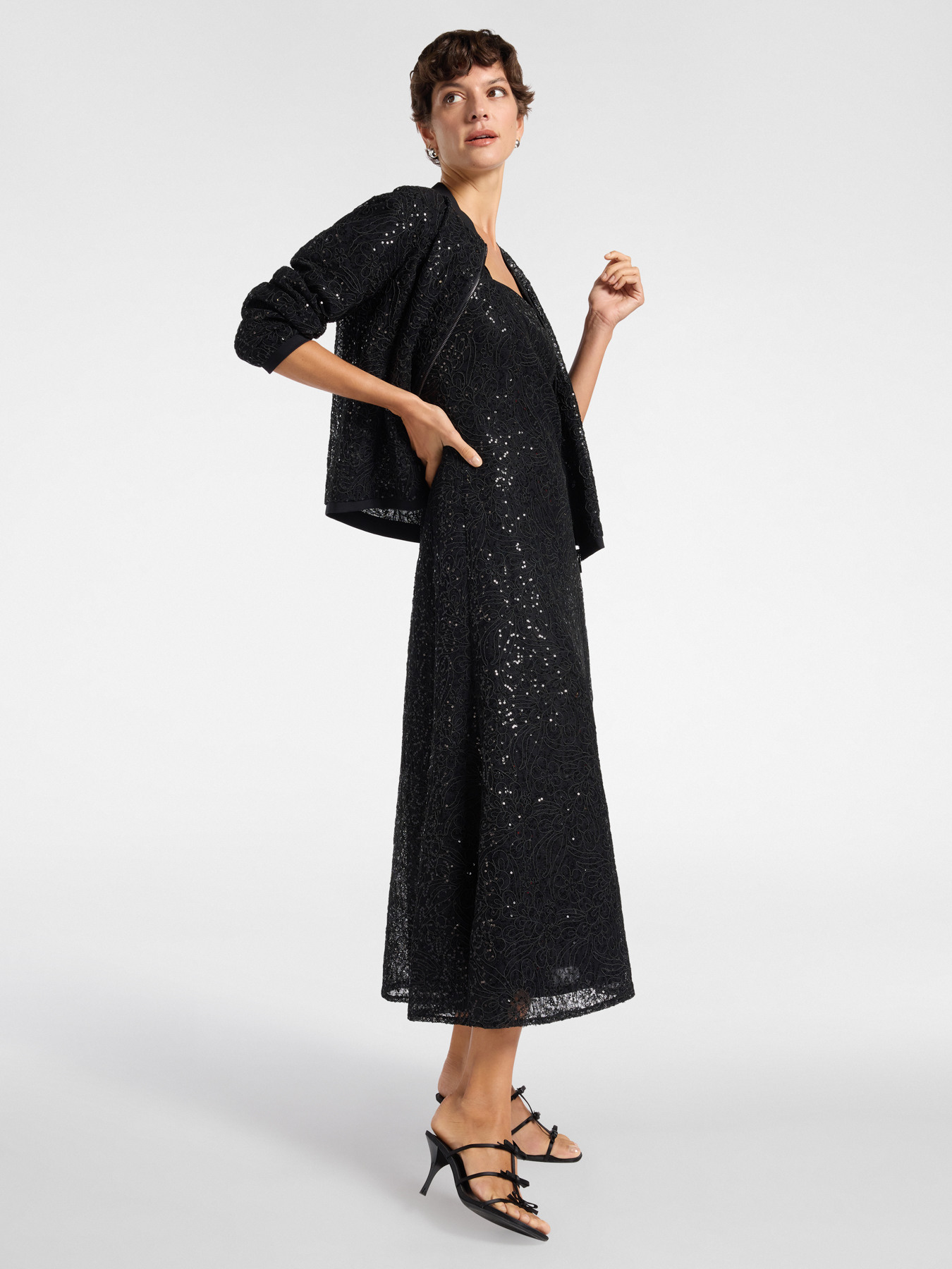 Lace and sequins bomber jacket image number 2