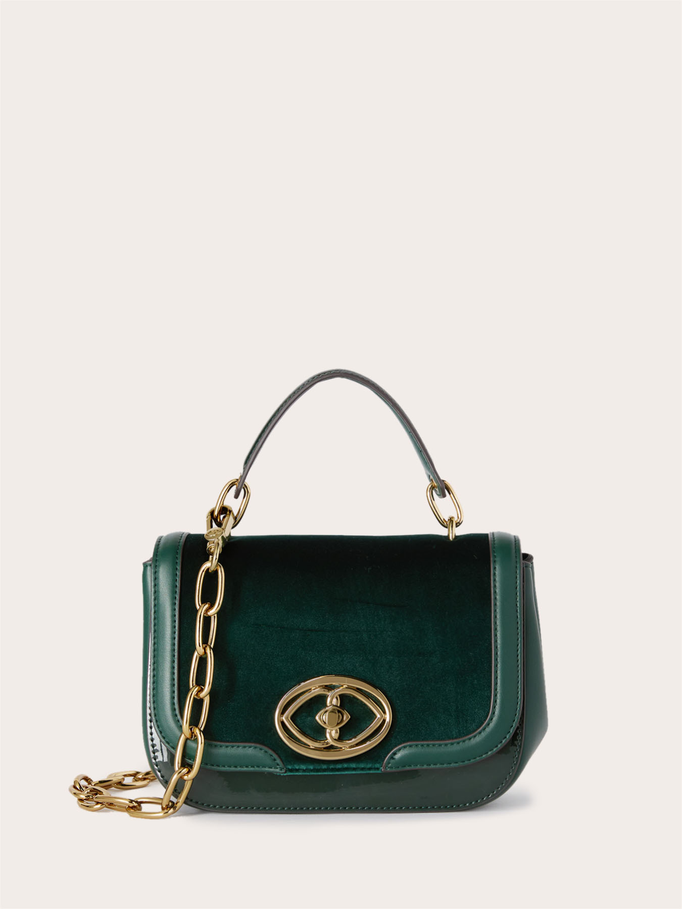 Shoulder bag in coated fabric and velvet image number 1