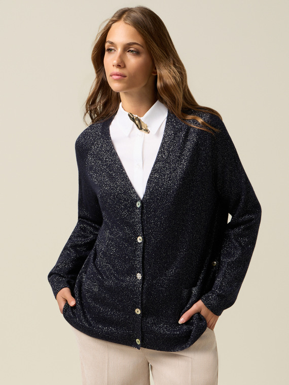Cardigan lurex misto cashmere