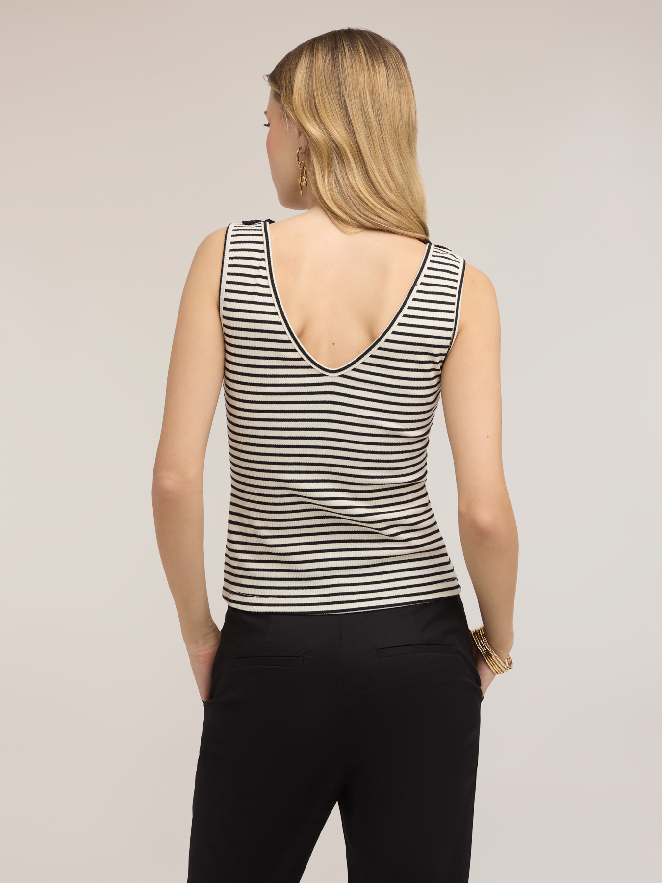 Striped top with lace trim image number 1