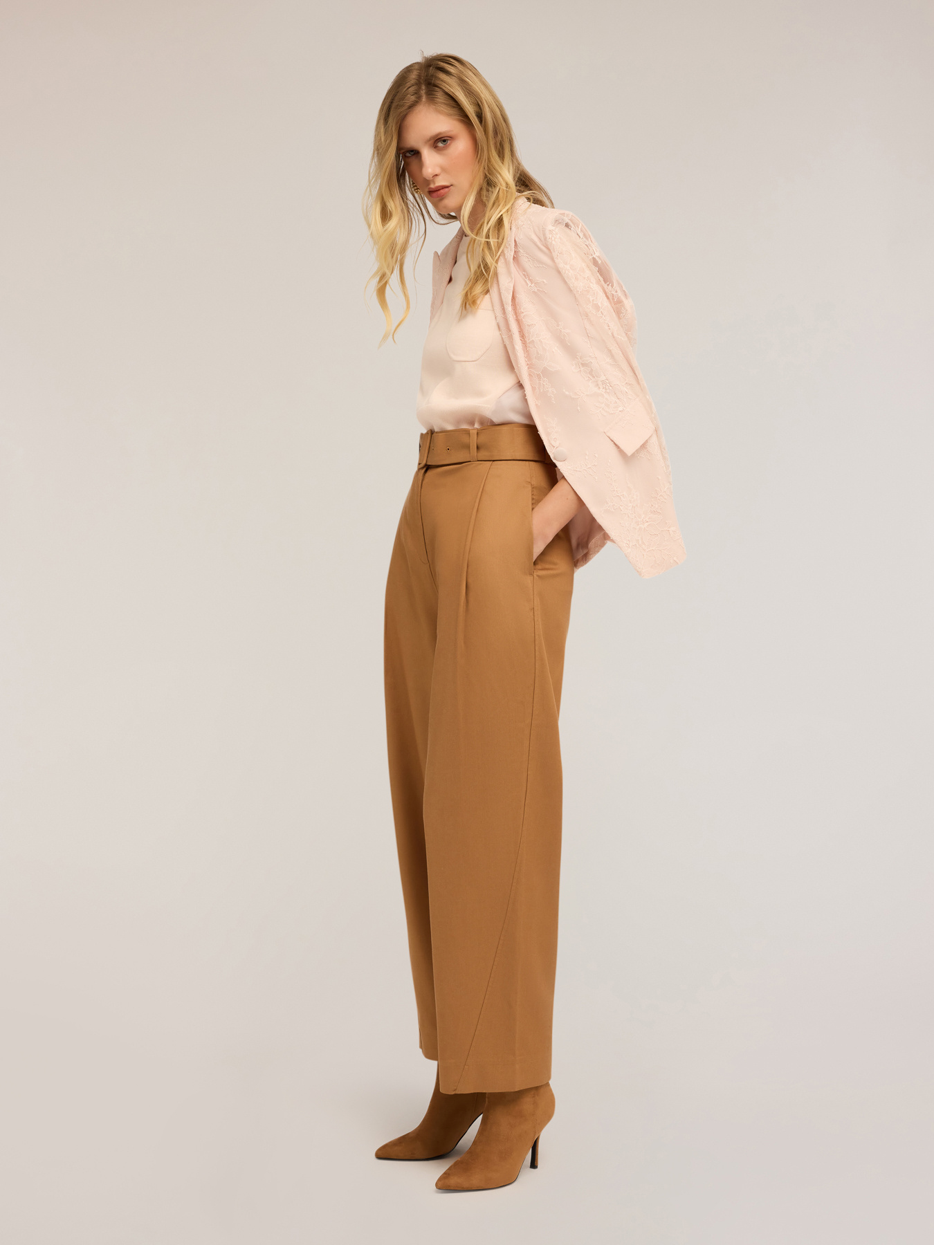 Balloon pants with fabric belt image number 3