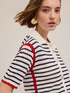 Maglia effetto crochet a righe con bottoni image number 3