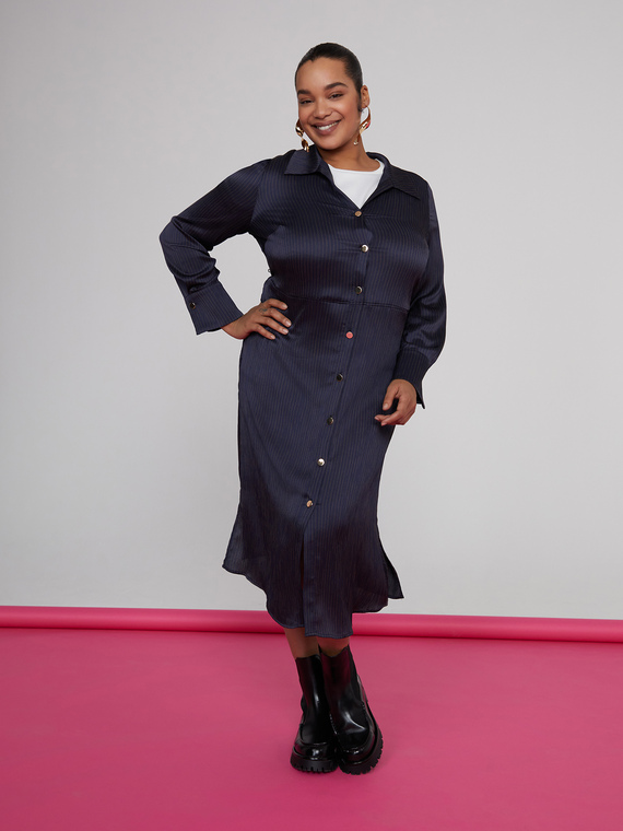 Hemdblusenkleid mit Gürtel in der Taille