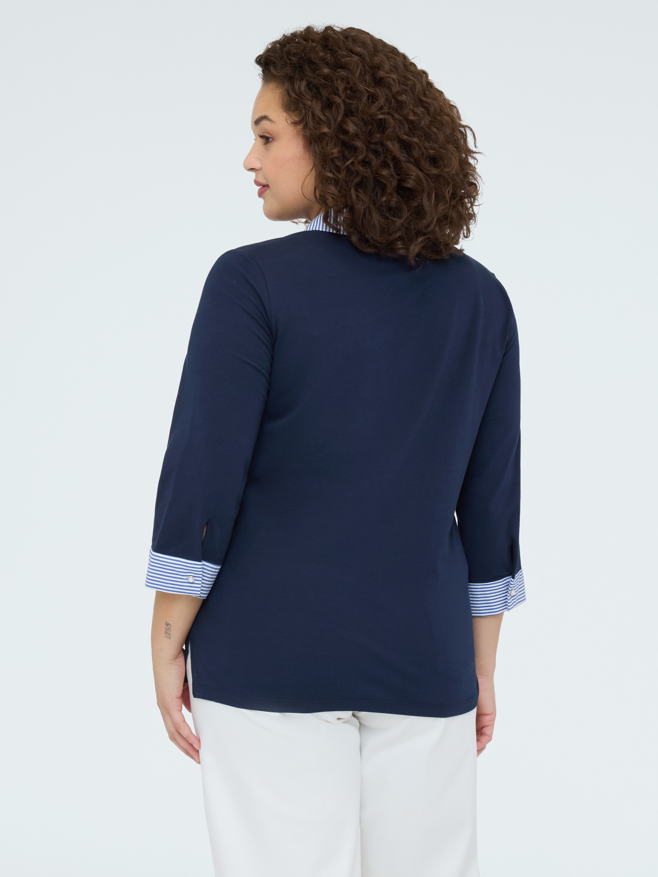 Camiseta bimaterial con cuello polo image number 1