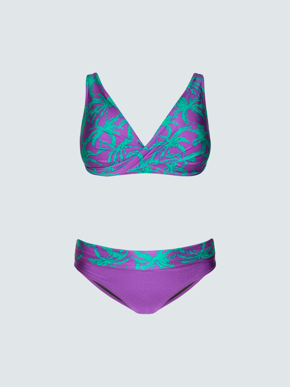 Bikini mit tropischem Print und Bund in der Taille