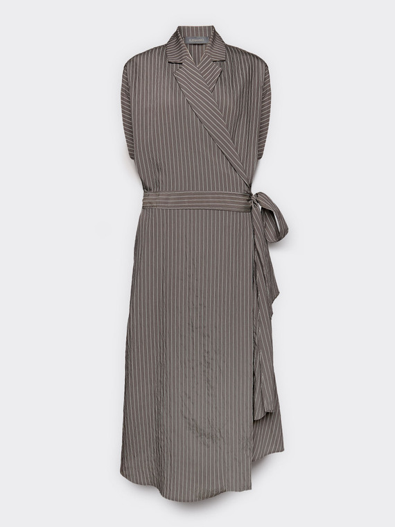 Robe chemise en m&eacute;lange modal ray&eacute;