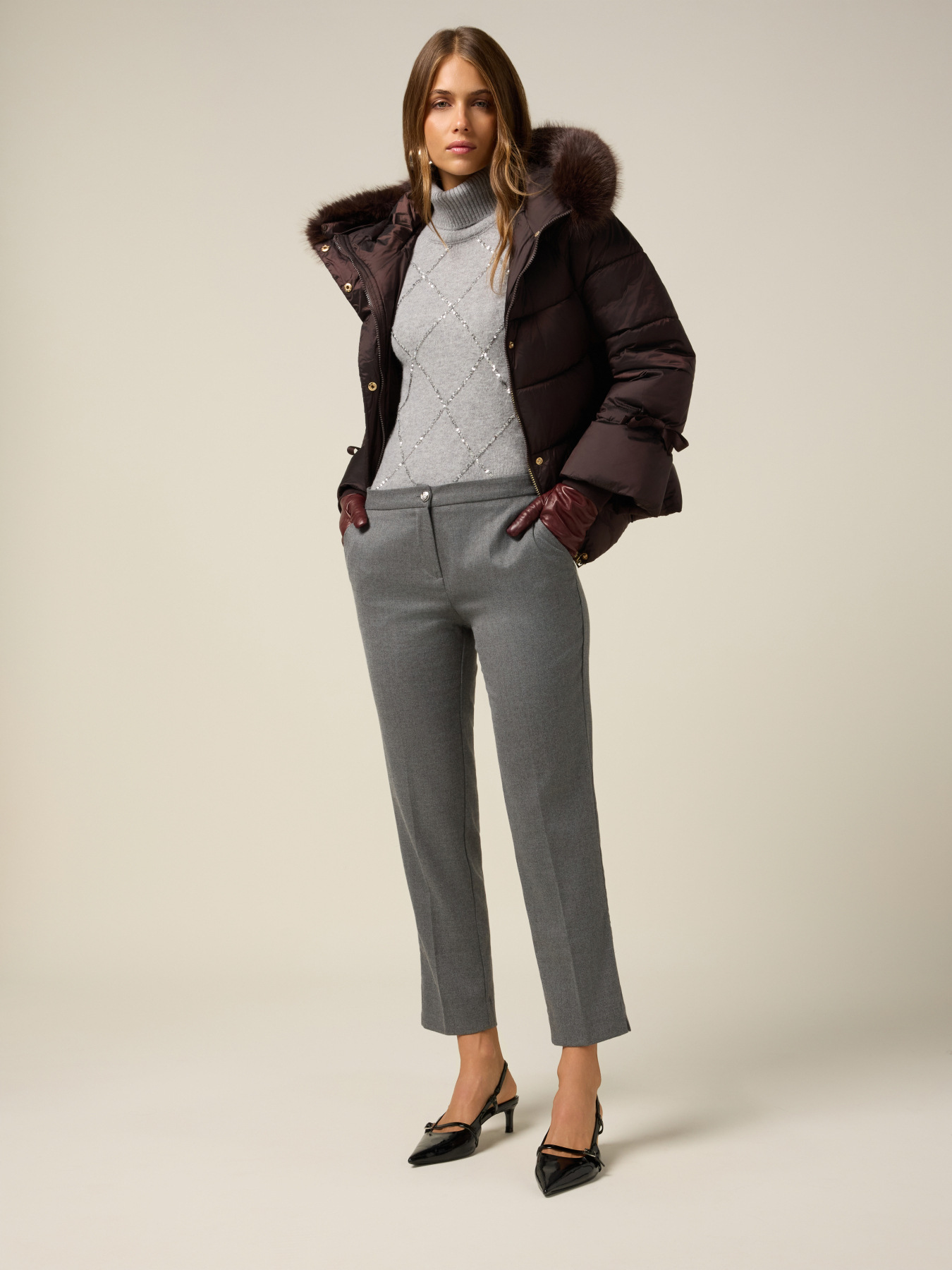 Pantaloni regular in flanella image number 0