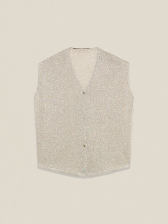 Cardigan sans manches en fil lurex