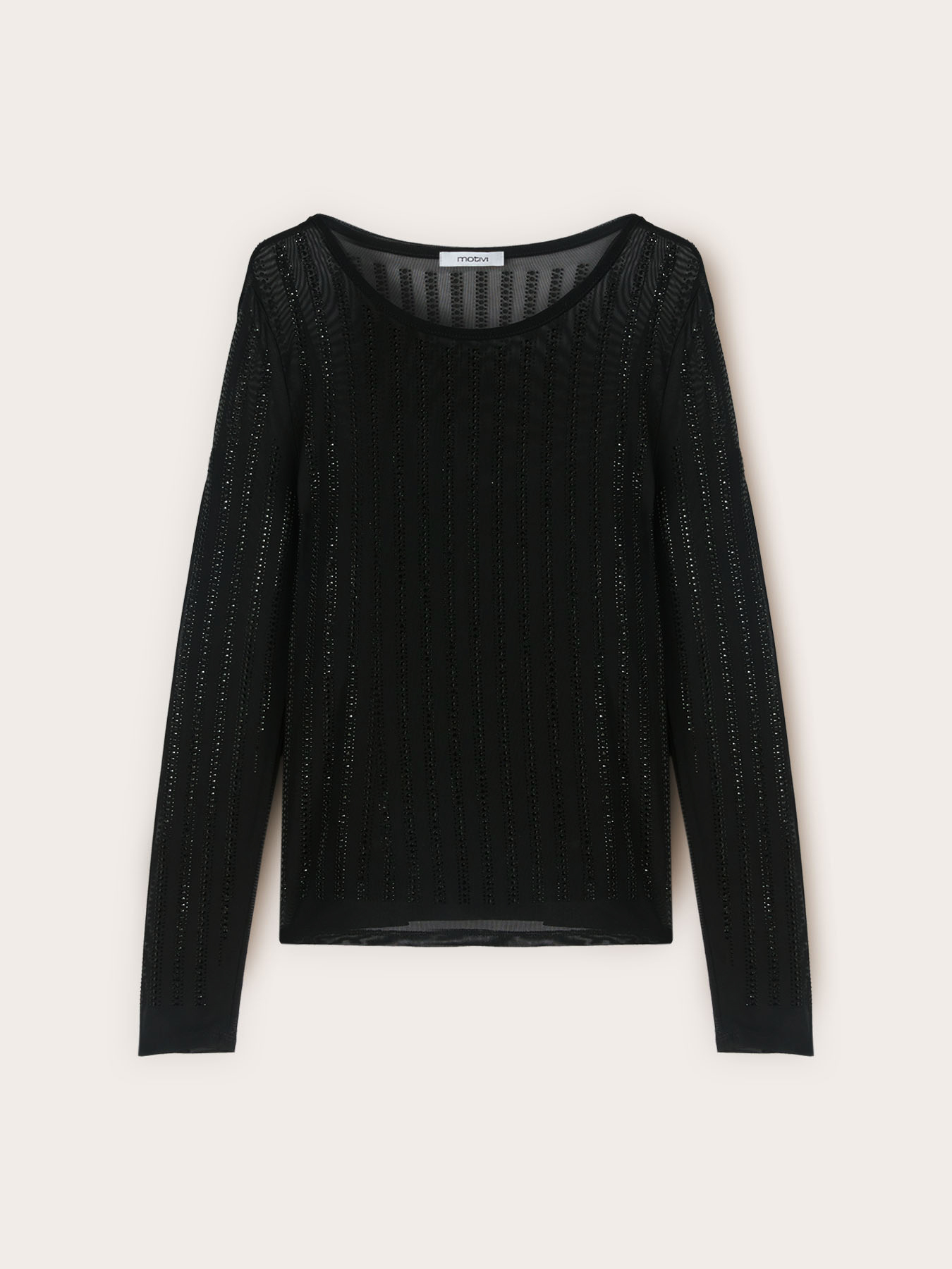 T-shirt in tulle con strass image number 5