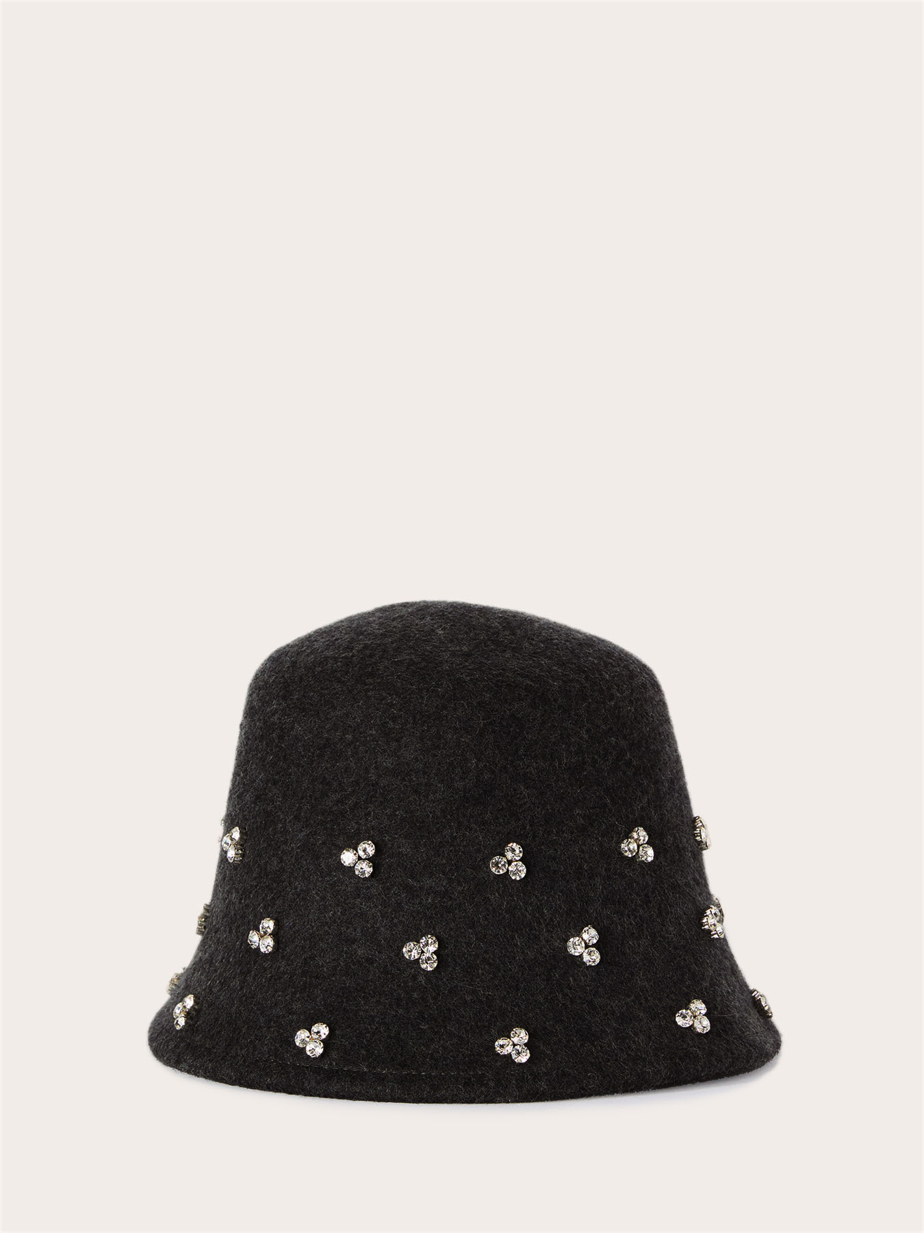 Cappello cloche in lana con cristalli image number 1