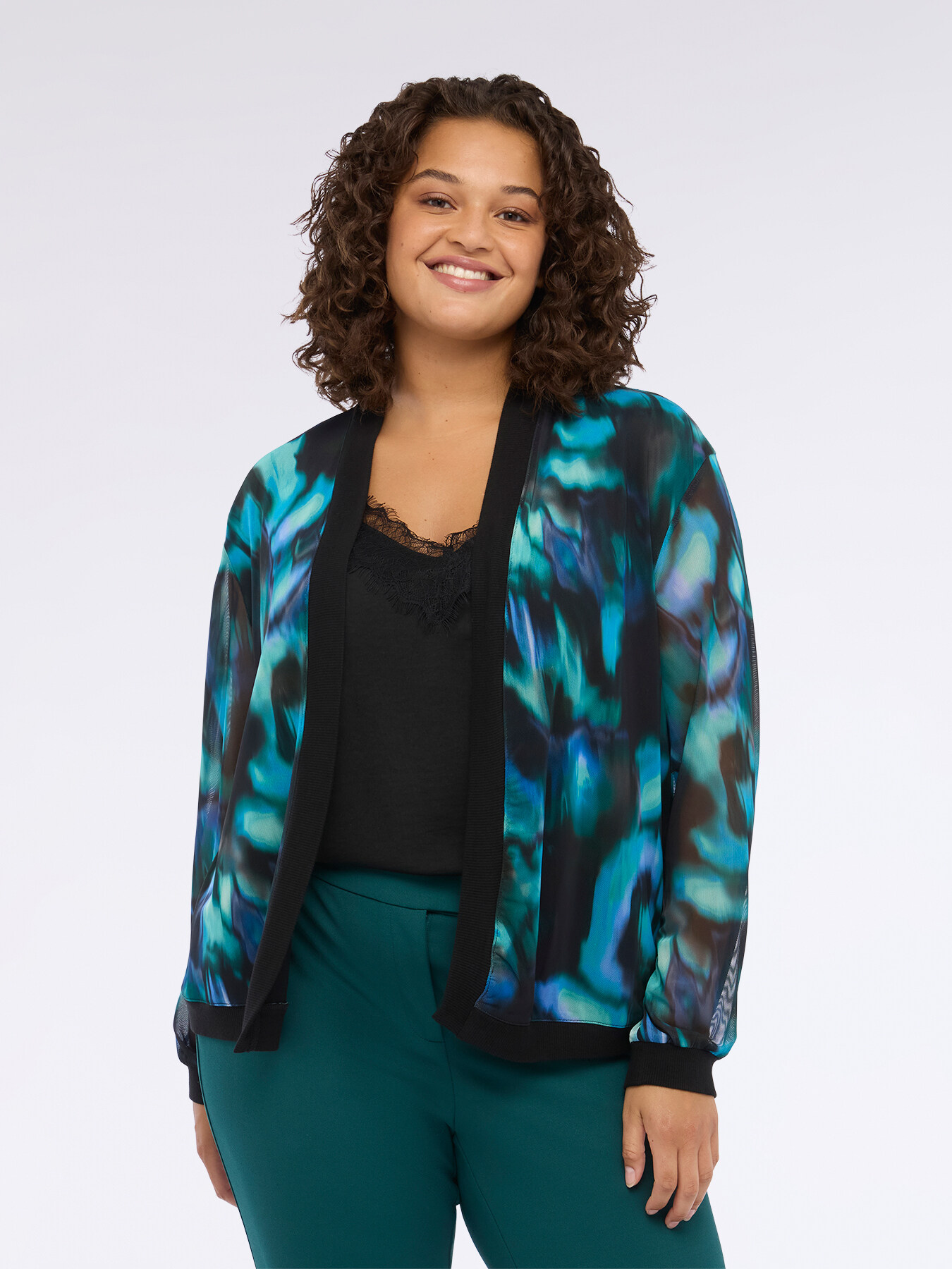 Unstrukturierte Jacke aus gemustertem Tüll image number 0