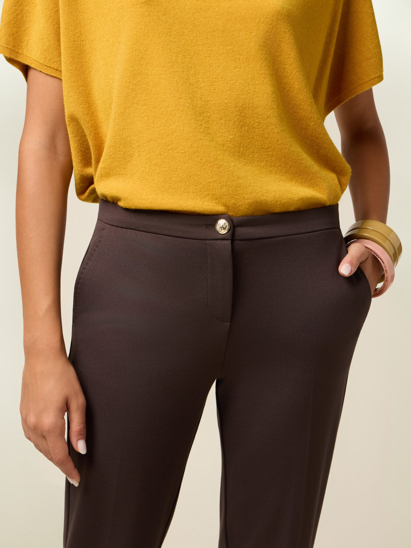 Pantaloni regular in punto milano image number 2