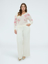 Openwork knit top with floral print image number 2