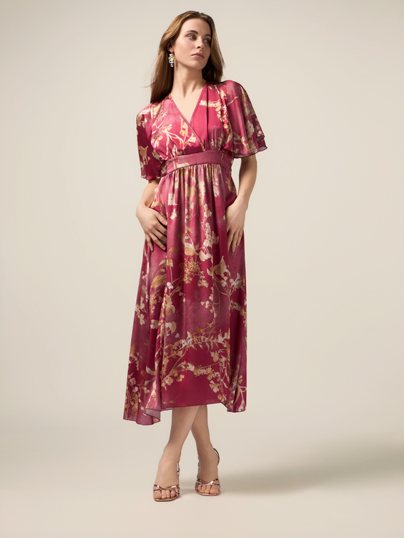 Long floral satin dress