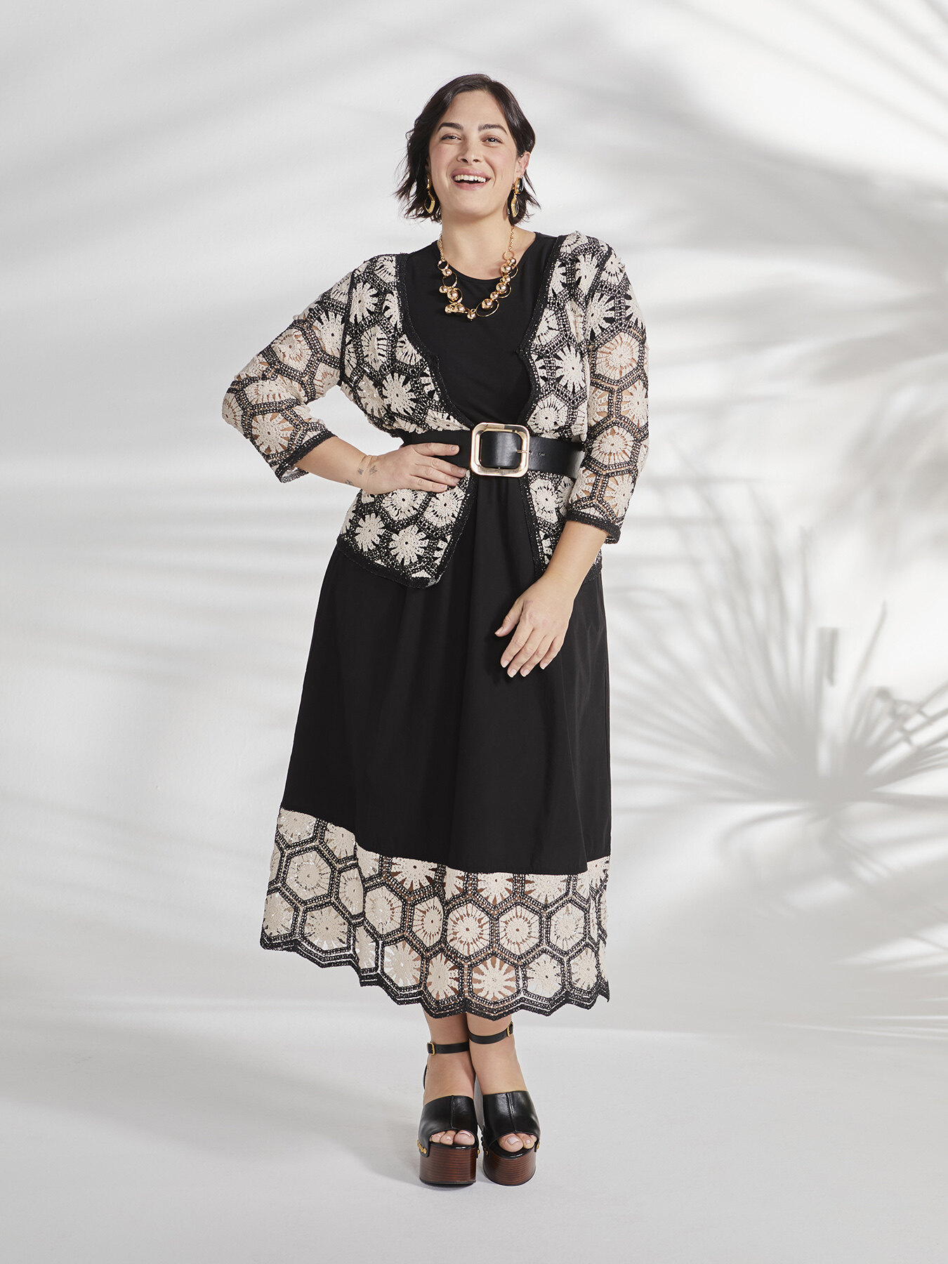 Vestito lungo con balza crochet image number 4