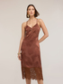 Jacquard satin sheath dress with lace image number 2