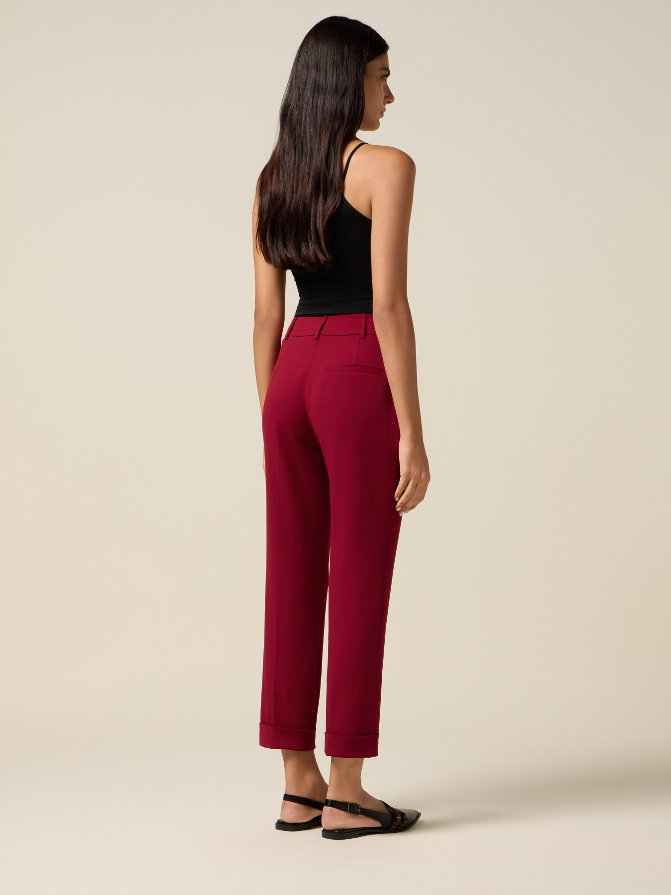 Pantalones cropped de tejido crepé image number 1