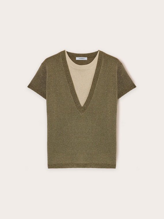 Lurex sweater with layered effect
