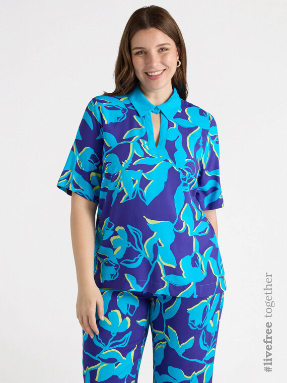 Bluse mit Blumenmuster aus Viskose LENZING™ ECOVERO™