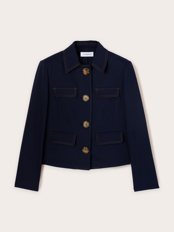 Cotton jacket with oversized buttons