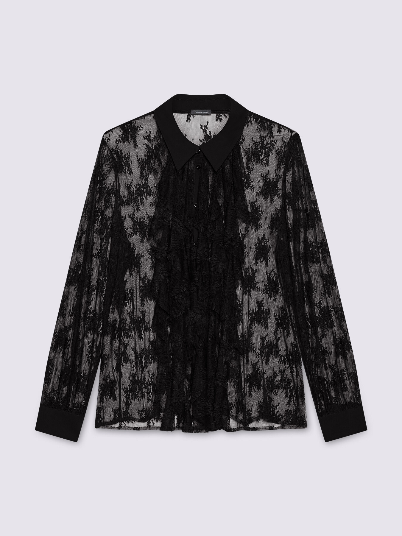 Lace shirt with ruffle on the front image number 0