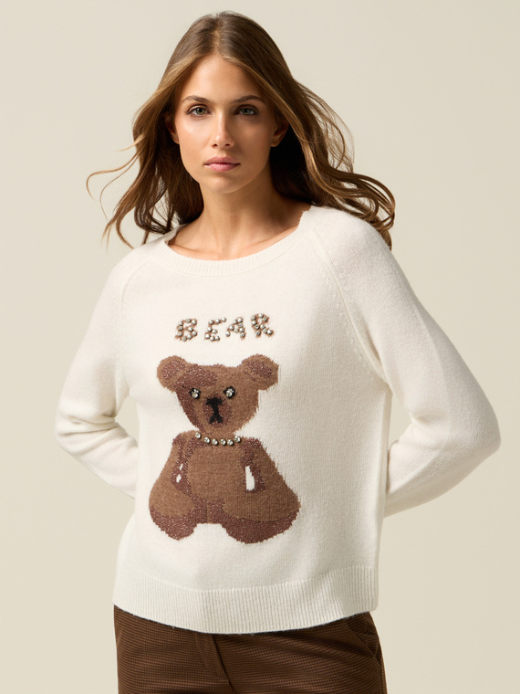 Maglia jacquard con castoni