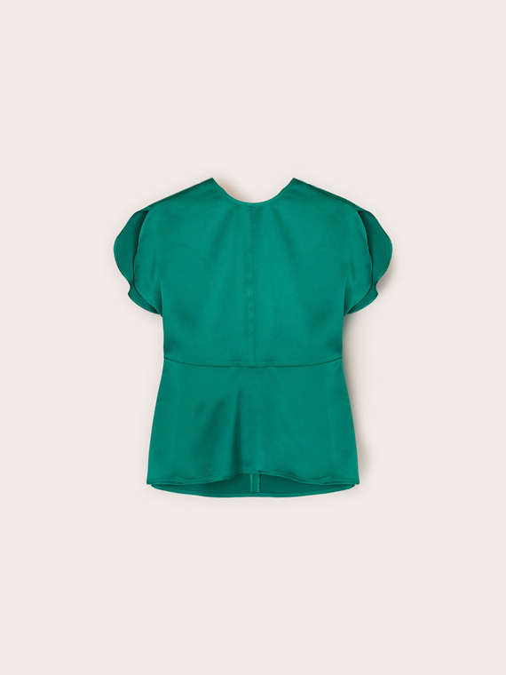 Satin blouse with petal sleeves