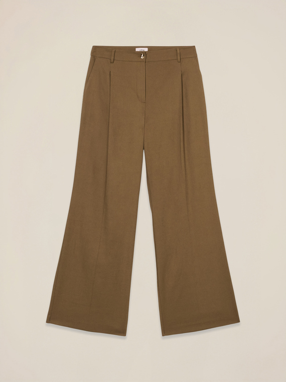 Pantaloni palazzo din amestec de in