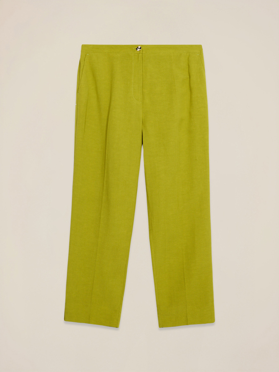 Cropped-Hose aus Leinenmischung