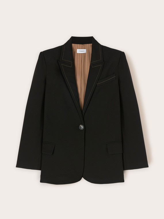 Single-breasted jacket with contrast stitching