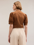 T-shirt with keyhole and broderie anglaise sleeves image number 1