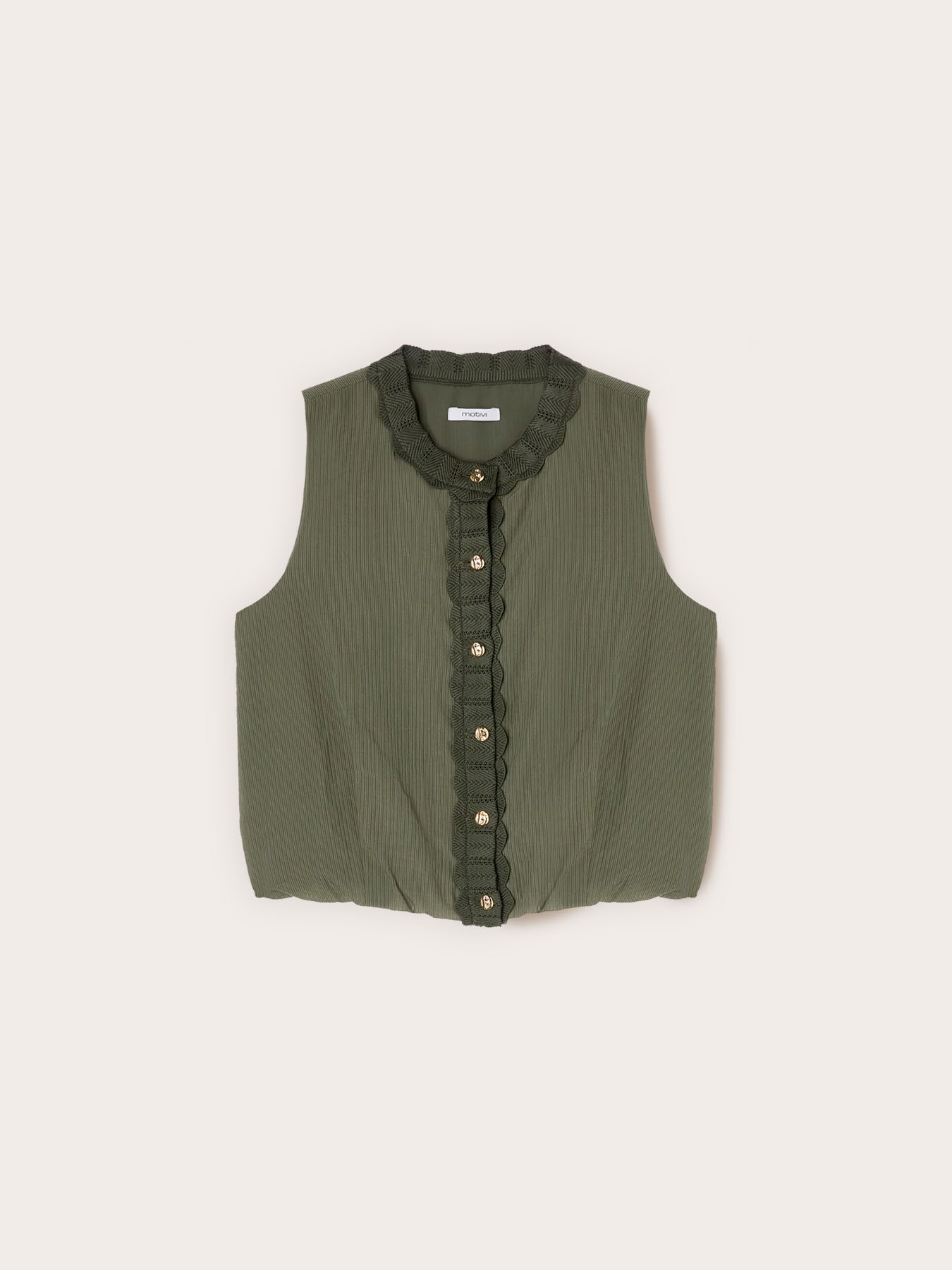 Mixed lyocell top with knit edges image number 4