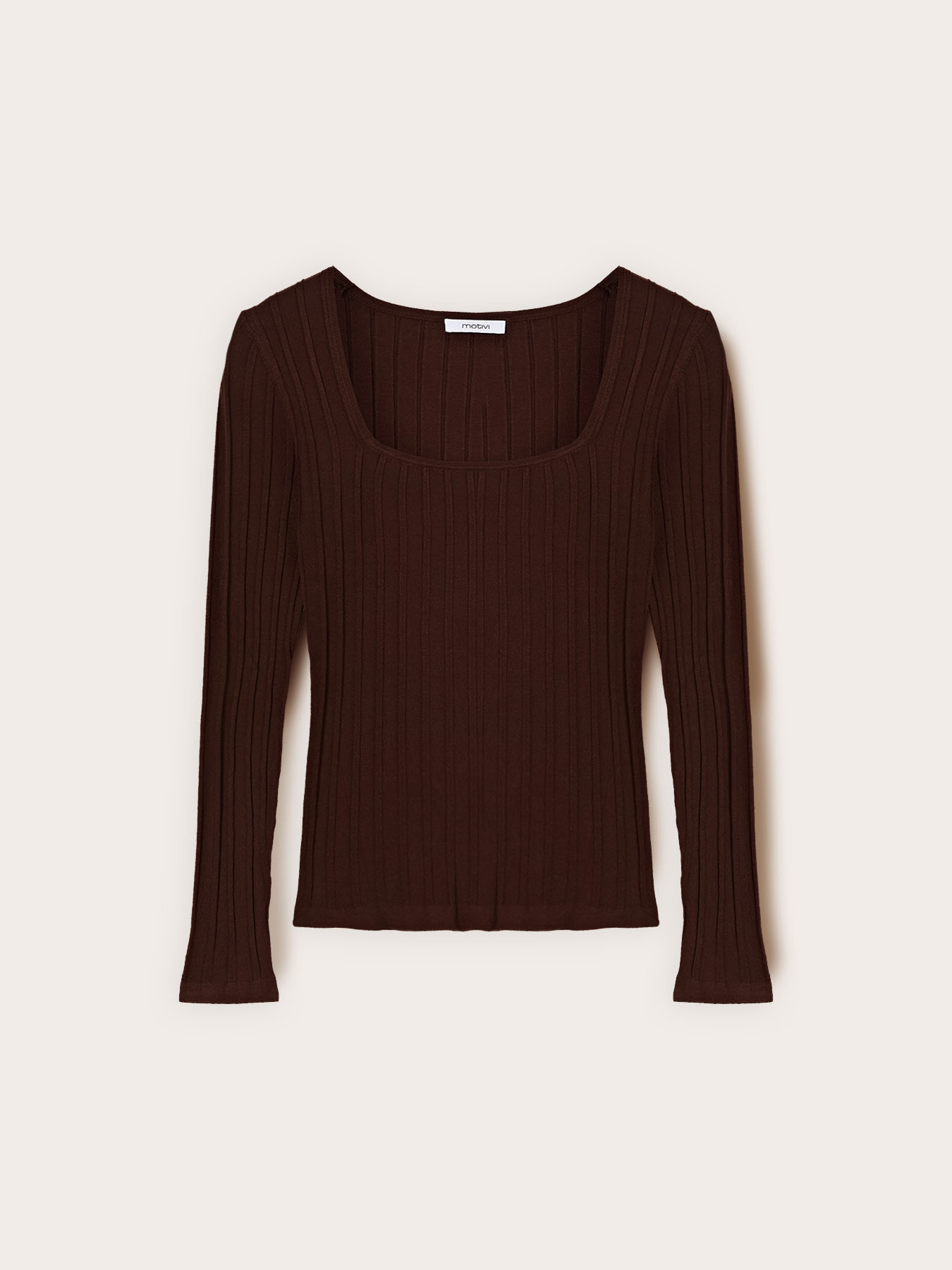 Ribbed knit top with square neckline image number 4