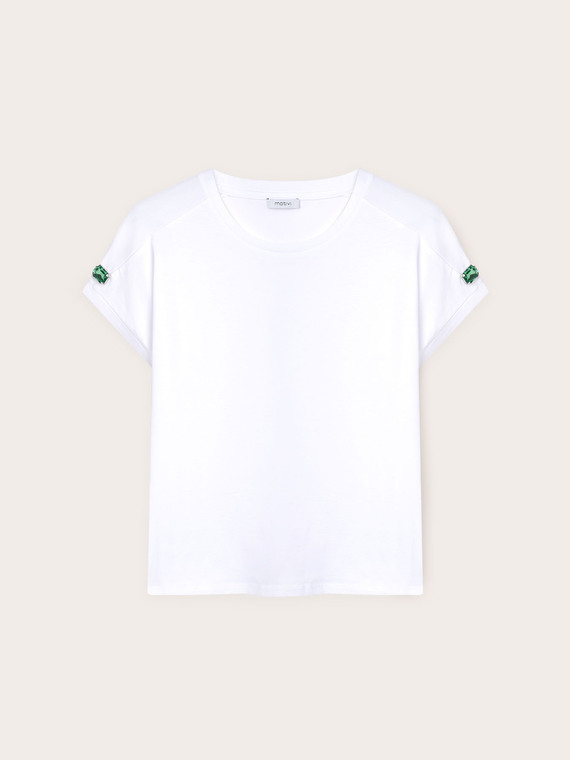 Kimono t-shirt with stones on the sleeves