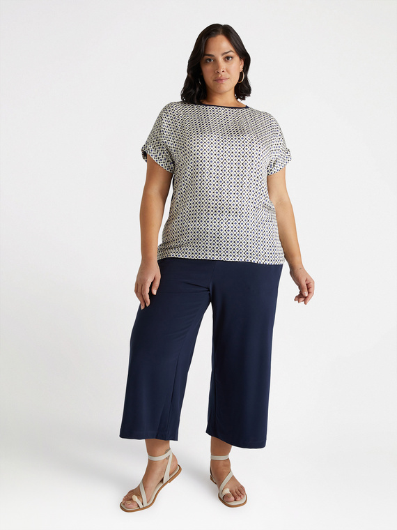 Pantaloni cropped ampi in jersey