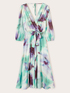 Vestido midi de raso con estampado abstracto image number 4