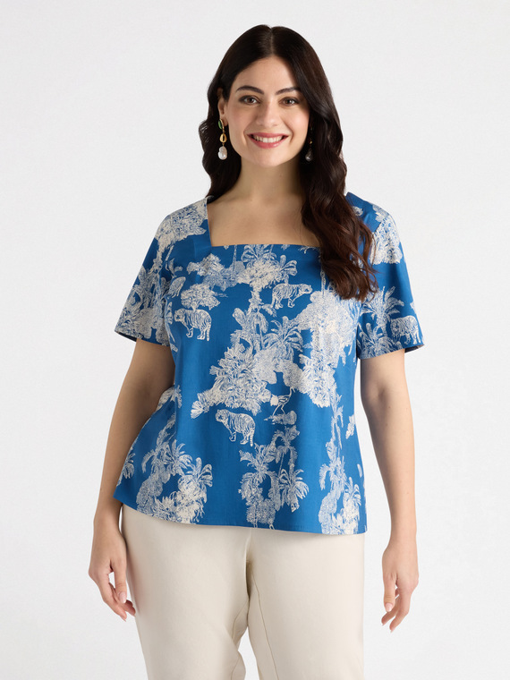 Bluse mit Dschungel-Print