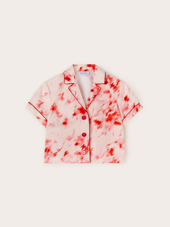 Chemise courte à motif chiné