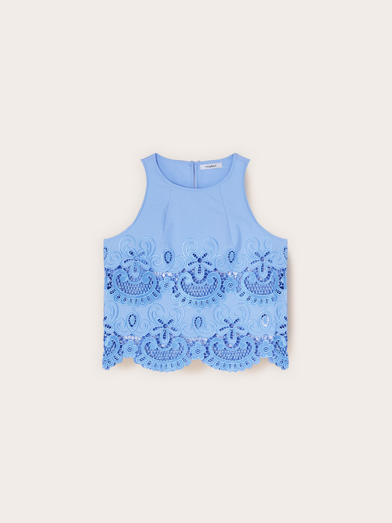 Top din poplin cu dantelă sangallo image number 4