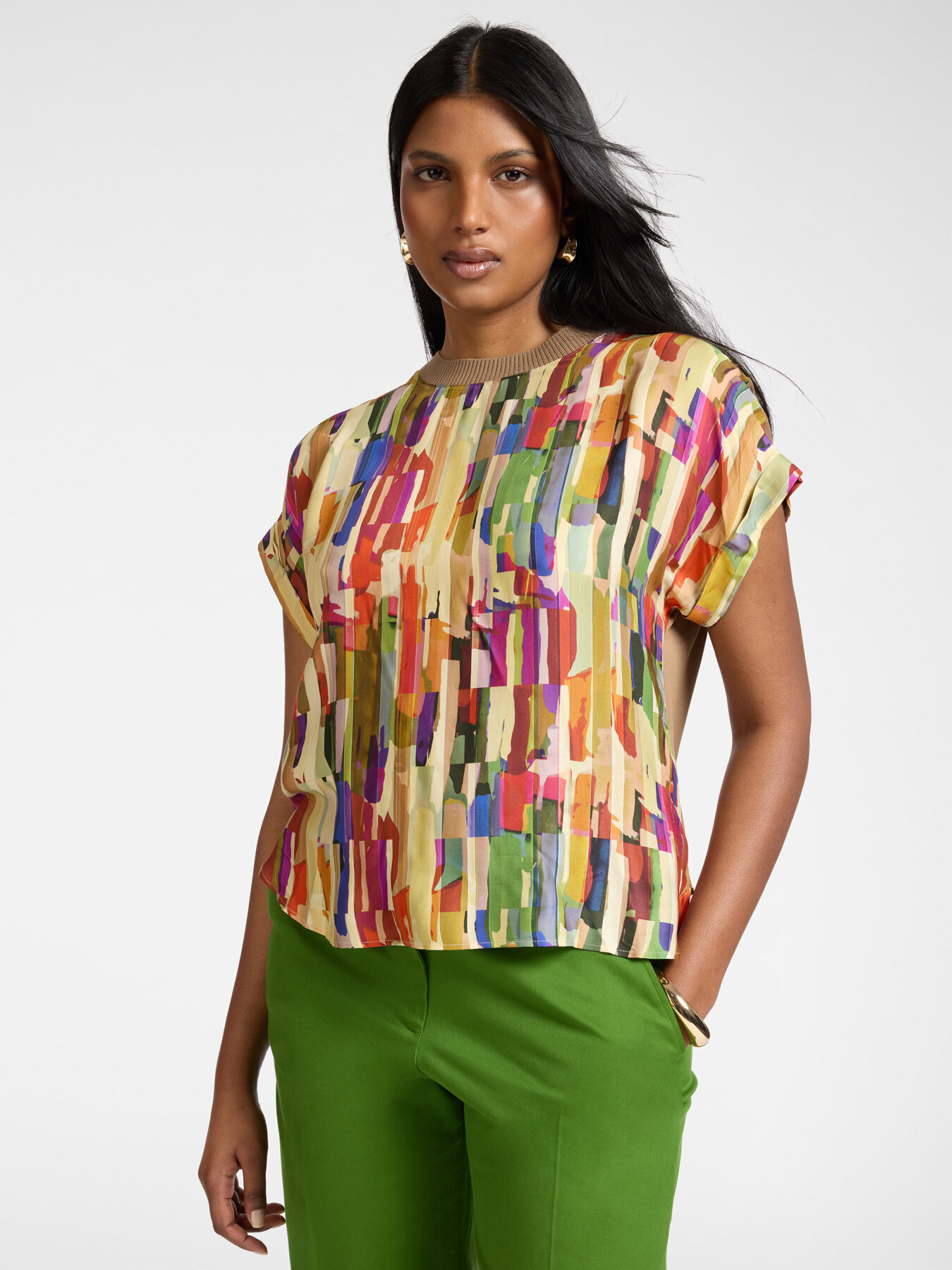 Two-fabric t-shirt with print image number 0