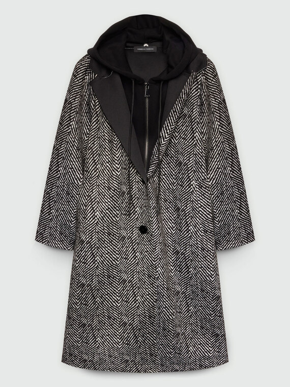 Hooded scuba fabric coat