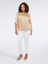Stretch satin shirt with three-quarter sleeves image number 0