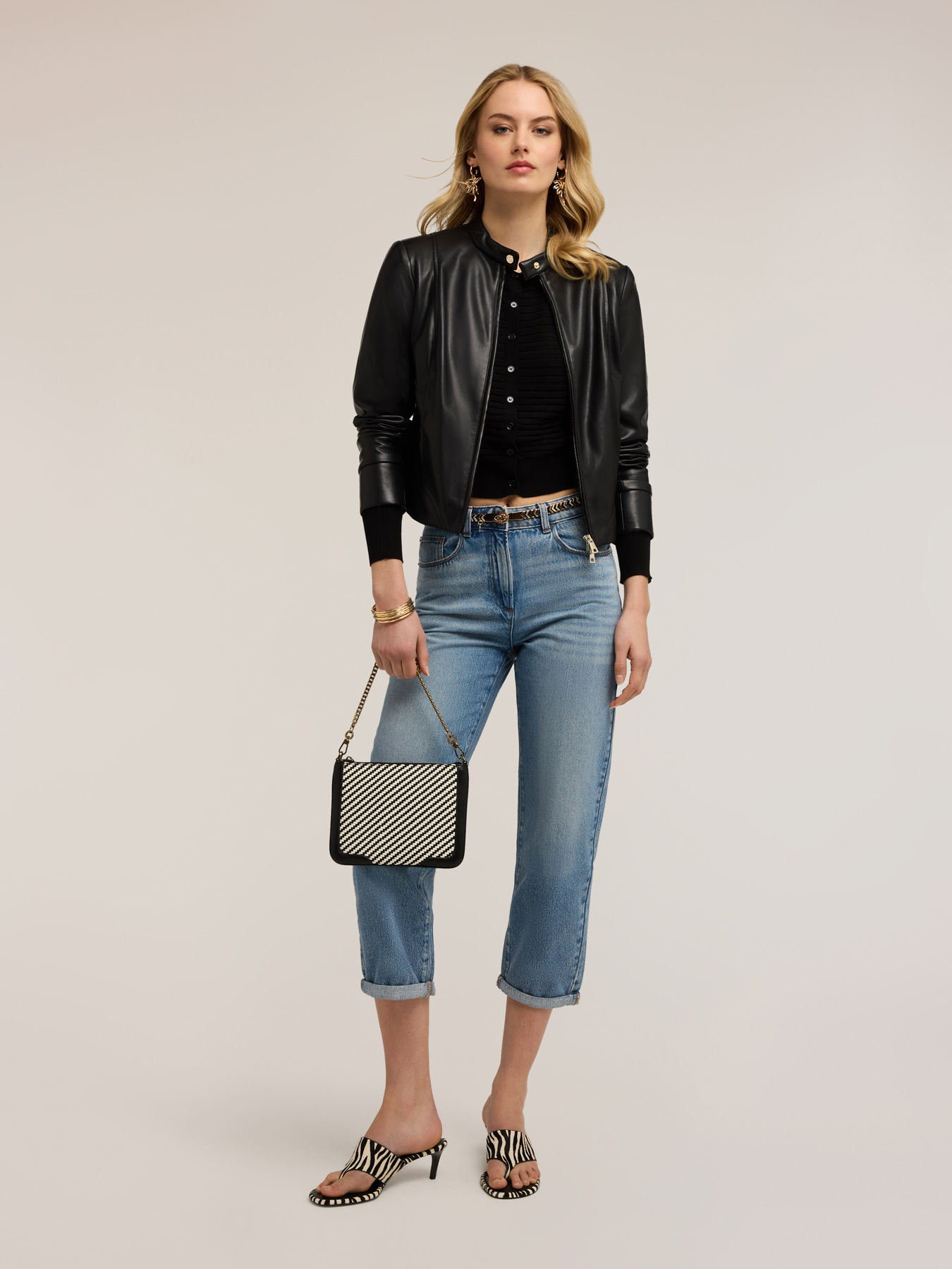 Veste courte avec zip et col mao image number 3