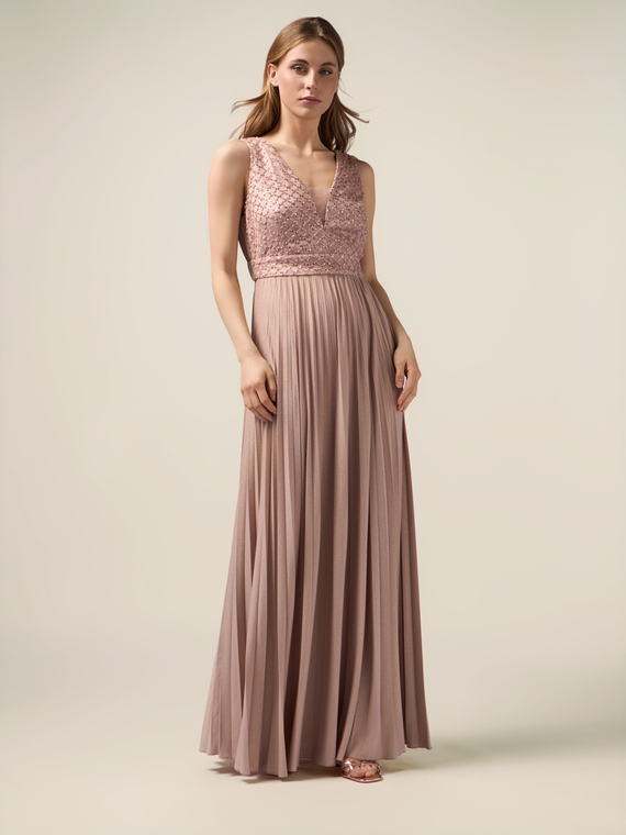 Long dress with embroidered bodice