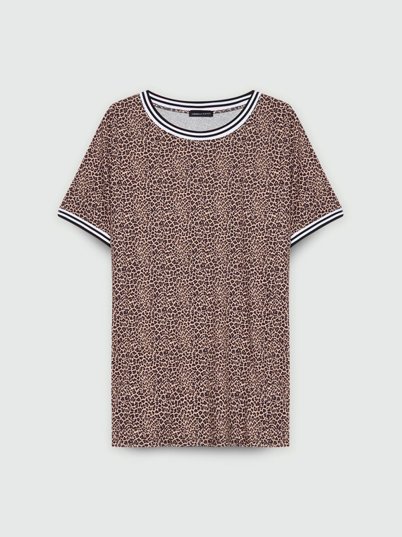 Maxi-T-Shirt mit Animal-Print