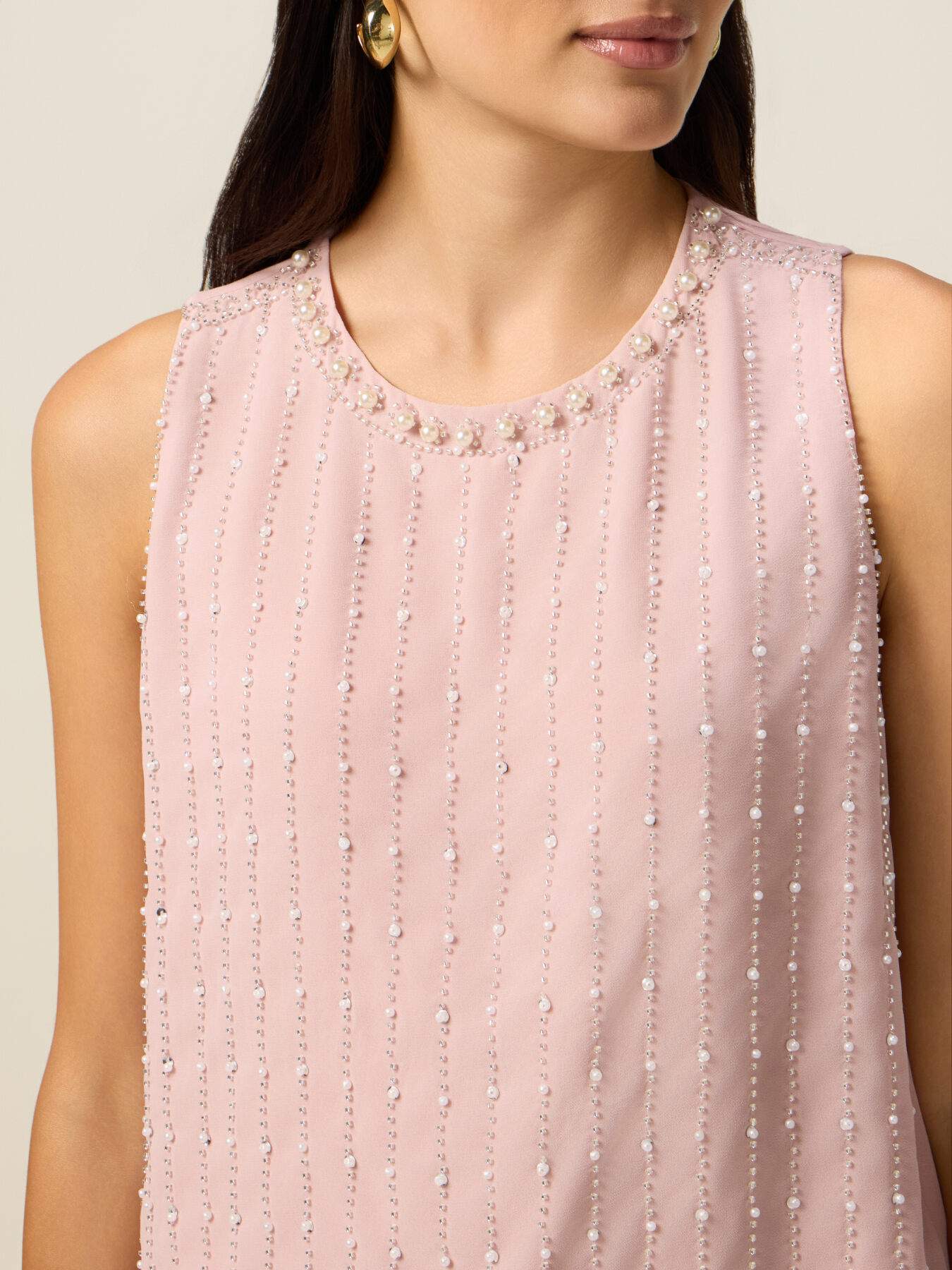 Georgette top with beads and crystals image number 2