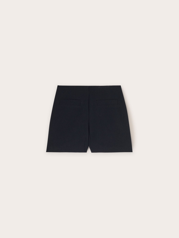 High-waist crepe fabric shorts