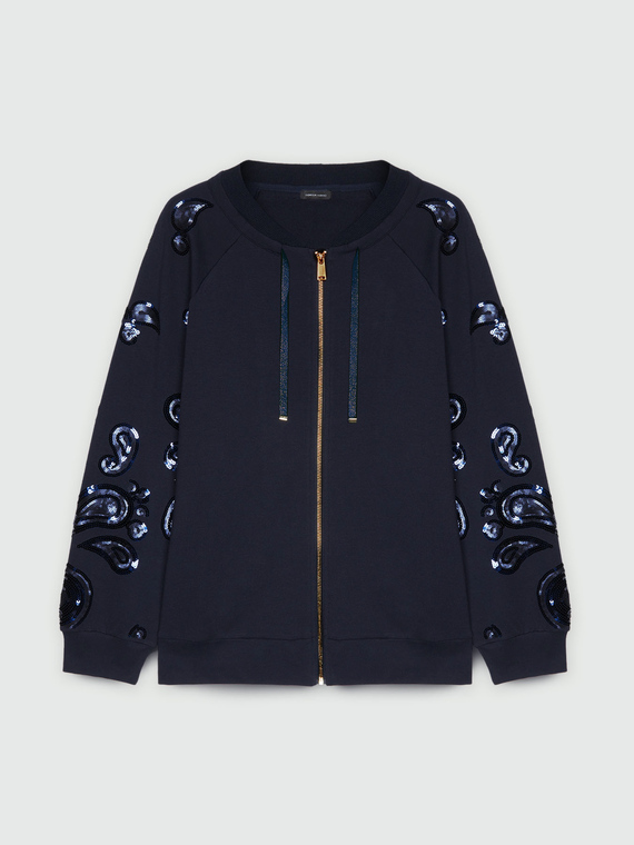 Sweatshirt mit bestickten Ärmeln